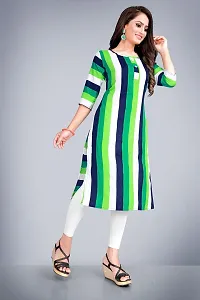 Tulsinx? Women's Crepe Stitched Wrap Kurti (Green); Size: L-thumb2