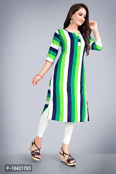 Tulsinx? Women's Crepe Stitched Wrap Kurti (Green); Size: L-thumb3