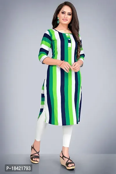 Tulsinx? Women's Crepe Stitched Wrap Kurti (Green); Size: L-thumb0