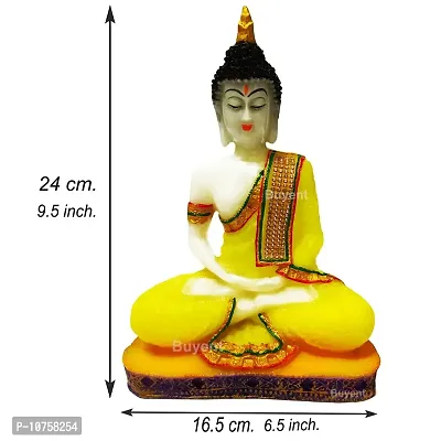 Buyent ? Resin Samadi Yellow Colour Buddha Idol showpiece for Home Decor Items in Showpieces & Figurines Lord Peace Buddha Decoration for Living Room & Gifting Statue Showpiece; Good Luck Gift-thumb2