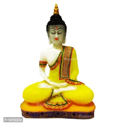 Buyent ? Resin Samadi Yellow Colour Buddha Idol showpiece for Home Decor Items in Showpieces & Figurines Lord Peace Buddha Decoration for Living Room & Gifting Statue Showpiece; Good Luck Gift-thumb3