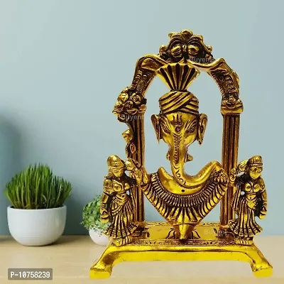 Buyent ? Ganesh Idols for Home Decor Metal ganpati Idol for Gift ganpati Idol for Office Desk Ganesh ji Metal murti for Office, Home Decoration, Living Room, Marriage Gift, puja Room-thumb0