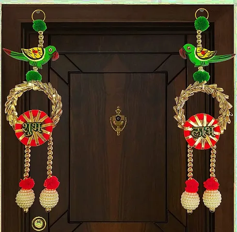 Buyent Parrot toran for Home Decoration Latest Pompom Bandarwal Toran Multicolour Traditional Door Bandarwal toran for Diwali Home Decor Door Office  Mandir Decoration (3)