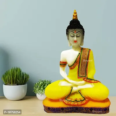 Buyent ? Resin Samadi Yellow Colour Buddha Idol showpiece for Home Decor Items in Showpieces & Figurines Lord Peace Buddha Decoration for Living Room & Gifting Statue Showpiece; Good Luck Gift