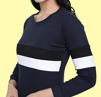 Elegant Cotton Blend Striped Tracksuit For Women-thumb2