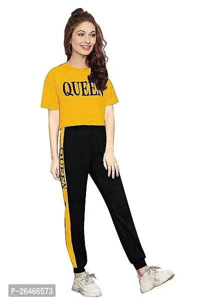 Elite Yellow Polyester Printed Tracksuit For Women