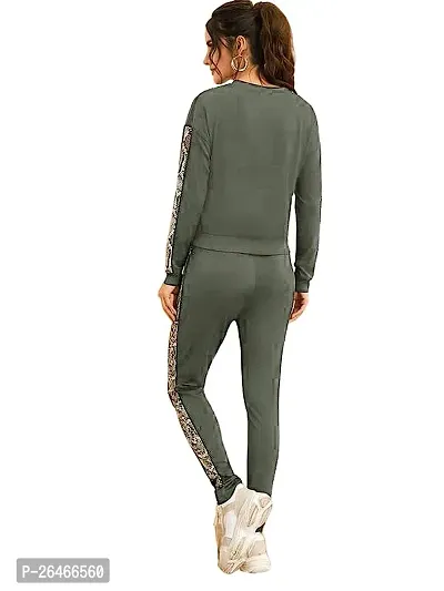 Elite Green Polyester Solid Tracksuit For Women-thumb2