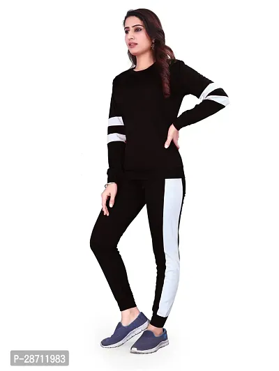 Stylish Black Cotton Blend Long Sleeve Top With Bottom For Women-thumb2