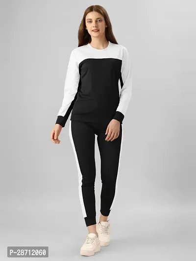 Stylish Black Cotton Blend Long Sleeve Top With Bottom For Women