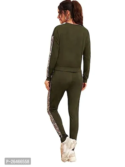 Elite Green Polyester Solid Tracksuit For Women-thumb2