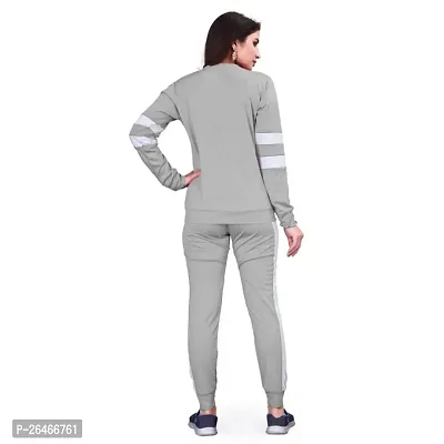 Elite Grey Polyester Striped Tracksuit For Women-thumb3