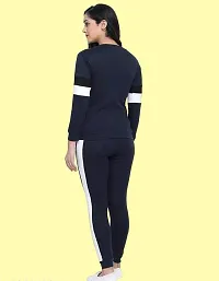 Elegant Cotton Blend Striped Tracksuit For Women-thumb1