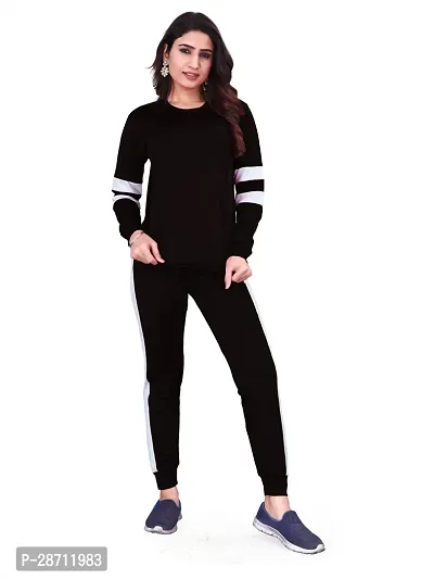 Stylish Black Cotton Blend Long Sleeve Top With Bottom For Women-thumb0