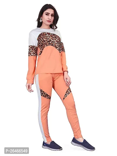 Elite Peach Polyester Printed Tracksuit For Women-thumb3