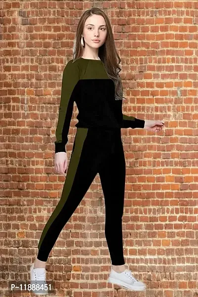 Stylish Modern Women Track Suit ( Green Black )