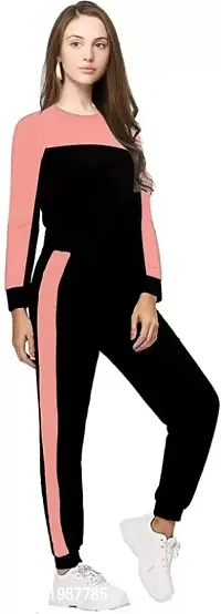 Stylish Modern Women Track Suit ( Peach Black )