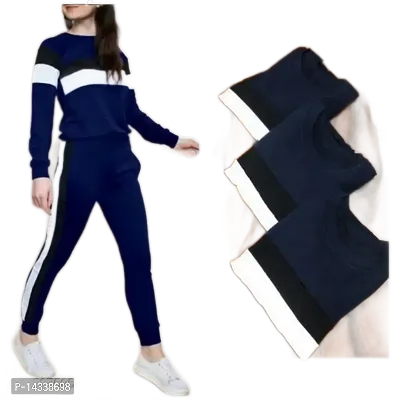 Women's Pack of 1 Navy Blue Solid Winter Track Suits|Activewear|Gymwear|Sportswear-thumb0