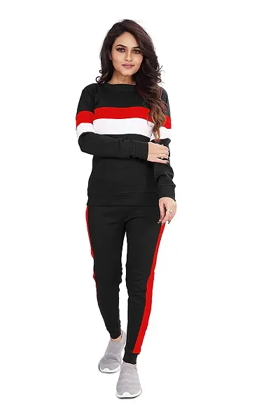 Womens Cotton Blend Lycra Multicolored Free Size Tracksuit