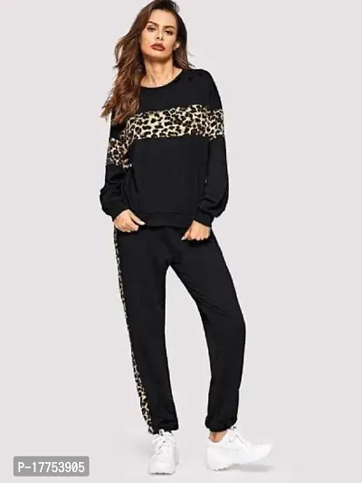 Animal Print, Solid Women Track Suit