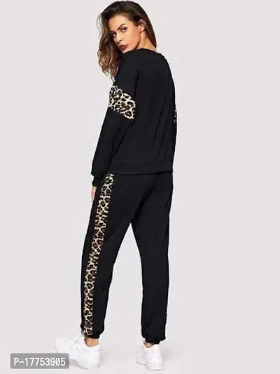 Animal Print, Solid Women Track Suit-thumb2