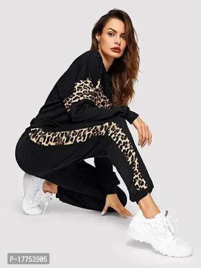 Animal Print, Solid Women Track Suit-thumb3