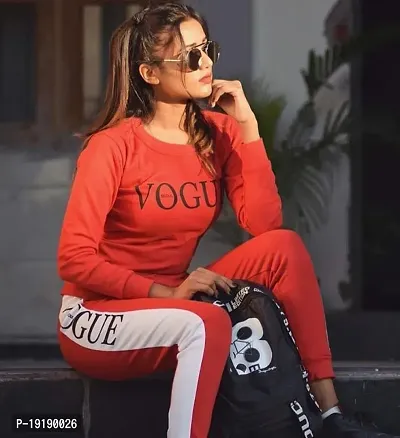 Printed Women Track Suit Red Vogue-thumb3