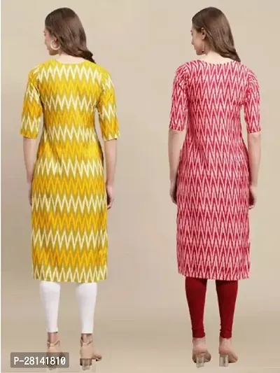 Stylish Yellow And Red Crepe Printed Straight Kurta Combo Pack Of 2-thumb3