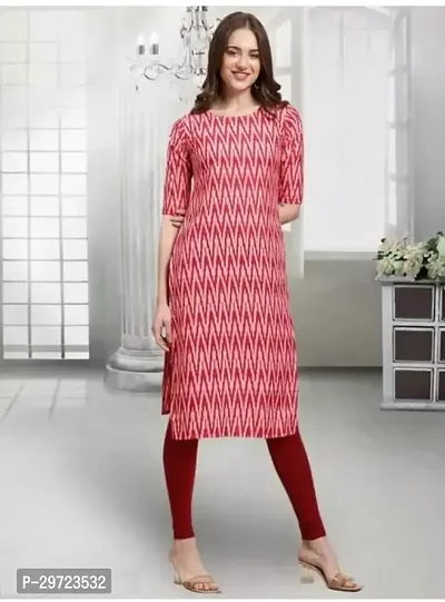 Stylish Red Crepe Printed Kurta For Women