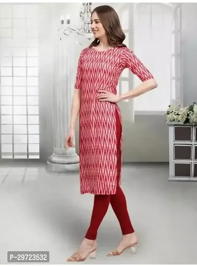 Stylish Red Crepe Printed Kurta For Women-thumb3