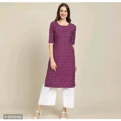 Stylish Purple Crepe Printed Kurta For Women-thumb0