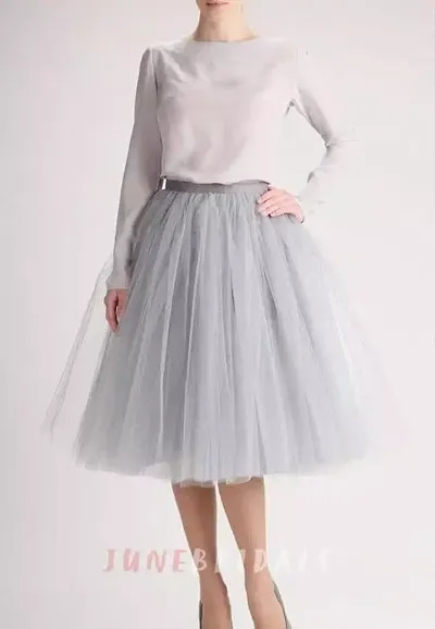Elegant Net Solid Knee Length  Skirts For Women