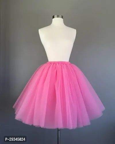 Fancy Tulle Net Pink Skirt For Women-thumb0