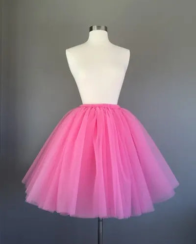 Fancy Tulle Net Pink Skirt For Women