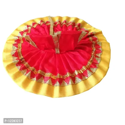 Indian Art And Cafts Ladu ladu bal Gopal kanha thakur ji Poshaak cloth for janmashtami|God Dress|Bhagwaan krishna ji Poshak|God Vastra Set of 1 for Medium Laddu Gopal Idol size (4) Red Green