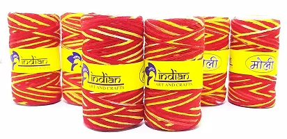 indian art & crafts | PoojaKalawa || Moli Sacred Cotton Thread || ShudhDhaga (Mauli Roll || Pack of 6-thumb1