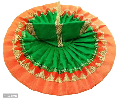 Indian Art And Cafts Lado laddu bal Gopal kanha thakurji Poshaak cloth for janmashtam God Dress|Bhagwaan krishna ji Poshak|God Vastra Set of 1 for Medium Laddu Gopal Idol size (4) Green & Multicolor