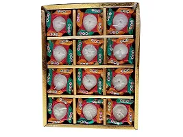 Indian Art & Crafts Traditional Handmade Swastik Waxed Diya for Diwali/Navratri Puja and Home Decoration (Set of 12 Multicolor)-thumb3