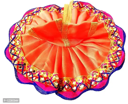 Indian Art And Cafts Ladu laddu bal Gopal kanha thakurji Poshaak cloth for janmashtami God Dress|Bhagwaan krishna ji Poshak|God Vastra Set of 1 for Small/Medium Laddu Gopal Idol size (2) Orange-thumb2