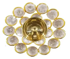 Indian Crafts Brass Puja Diya Crystal Akhand Dia, Brass Pooja/Puja Oil Lamp Crystal Diya for Home Tample/Mandir puja Decoration & Gifts 9 X 4 cm-thumb4