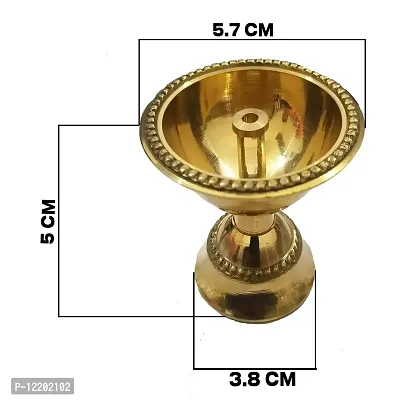 Indian Crafts Brass Pooja/Puja Diya Akhand Jyot Dia, Oil Poojadiya for Tample Puja Item Aarti Diya, Table Oil Lamp Deepak MandirDiya Decoration 5.7 X 5 cm-thumb2