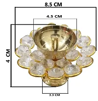 Indian Crafts Brass Puja Diya Crystal Akhand Dia, Brass Pooja/Puja Oil Lamp Crystal Diya for Home Tample/Mandir puja Decoration & Gifts 9 X 4 cm-thumb3