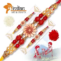 Indian Art and Crafts Handmade 12 Pics combo Dora Rakhi for Brothers with Roli  Chawal | Rakhi for Raksha Bandhan Festival | Bracelets Rakhi , Wooden Beads  Pearl | Best Gift Rakhi for Brothers.-thumb1