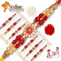 Indian Art and Crafts Handmade 6 Pics combo Dora Rakhi for Brothers with Roli  Chawal | Rakhi for Raksha Bandhan Festival | Bracelets Rakhi , Wooden Beads  Pearl | Best Gift Rakhi for Brothers.-thumb1