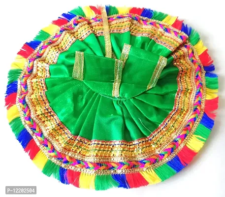 Indian Art And Cafts Ladu laddu bal Gopal kanha thakur ji Poshaak cloth for janmashtami|God Dress|Bhagwaan krishna ji Poshak|God Vastra Set of 1 for Medium Laddu Gopal Idol size (3) Green Multicolor
