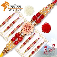 Indian Art and Crafts Handmade 6 Pics combo Dora Rakhi for Brothers with Roli  Chawal | Rakhi for Raksha Bandhan Festival | Bracelets Rakhi , Wooden Beads  Pearl | Best Gift Rakhi for Brothers.-thumb2