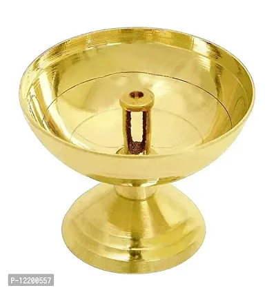 Indian Crafts Brass Pooja/Puja Diya Akhand Jyot Dia, Oil Poojadiya for Tample Puja Item Aarti Diya, Table Oil Lamp Deepak MandirDiya Decoration 8 X 6 Cm-thumb0