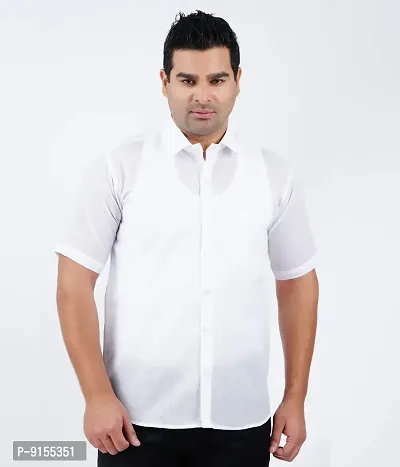 PRAKASAM COTTON Mens Mono Cotton Plain Casual Regulat Fit Half Sleeve Shirt -White Shirt