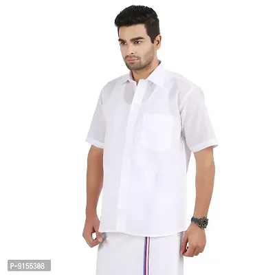 PRAKASAM COTTON Men's Formal Mono Cotton Regular Fit Half Sleeve Shirt-thumb2