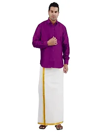 Prakasam Cotton Mens Welcro pocket white dhoti/Jari border welcro pocket dhoti/Readymade dhoti with pocket/pack of one dhoti-thumb3