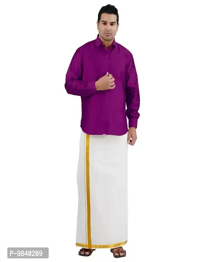 Prakasam Cotton Mens Welcro pocket white dhoti/Jari border welcro pocket dhoti/Readymade dhoti with pocket/pack of one dhoti-thumb4